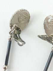 【SOLD OUT】Christian Dior Boutique Long Dangling Earrings Faux Pearls Rhinestones Vintage