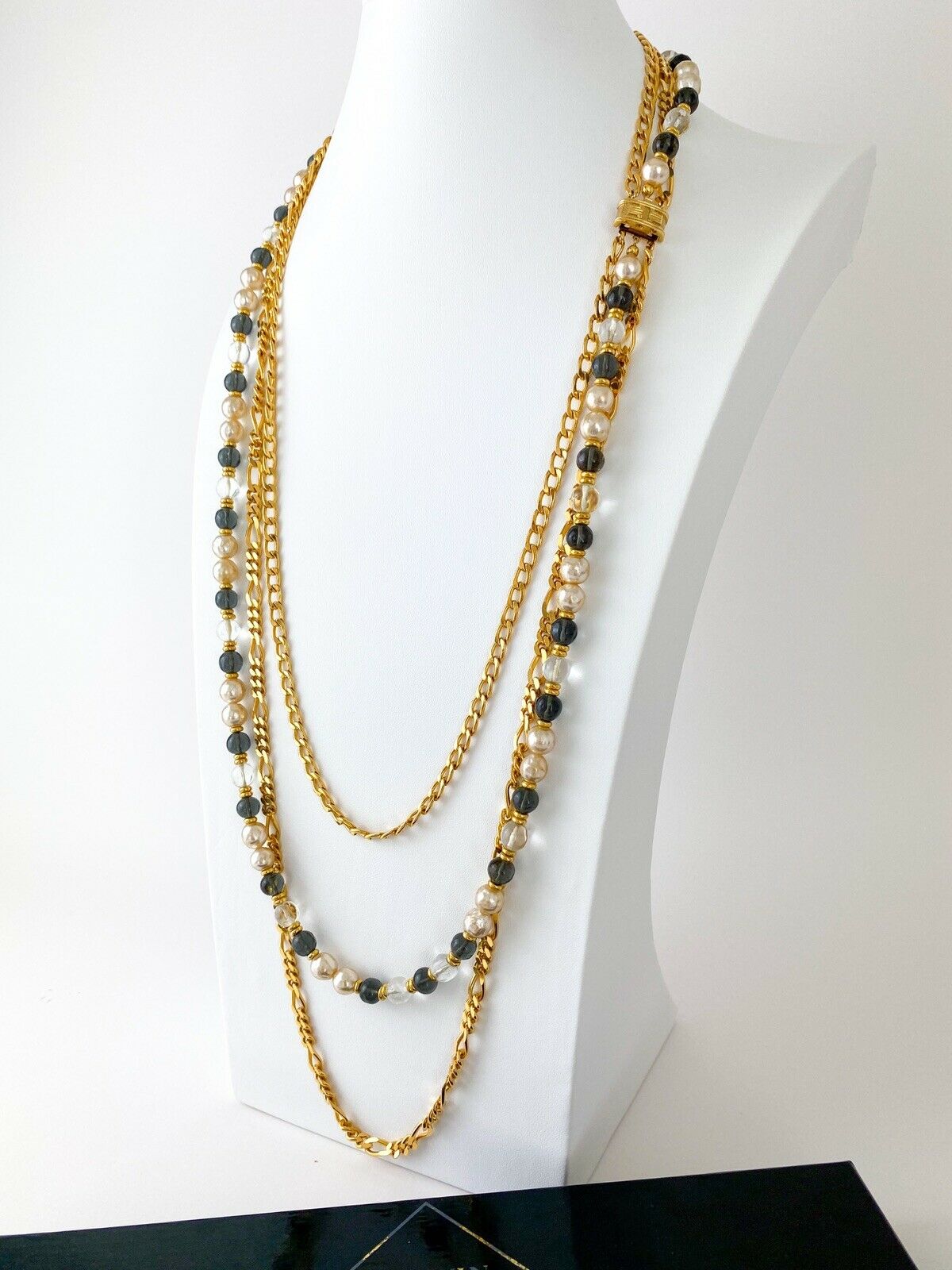 Lanvin  Paris Faux pearl and Glass Beads Multi-Strand Long Necklace Very Rare 2 Ways