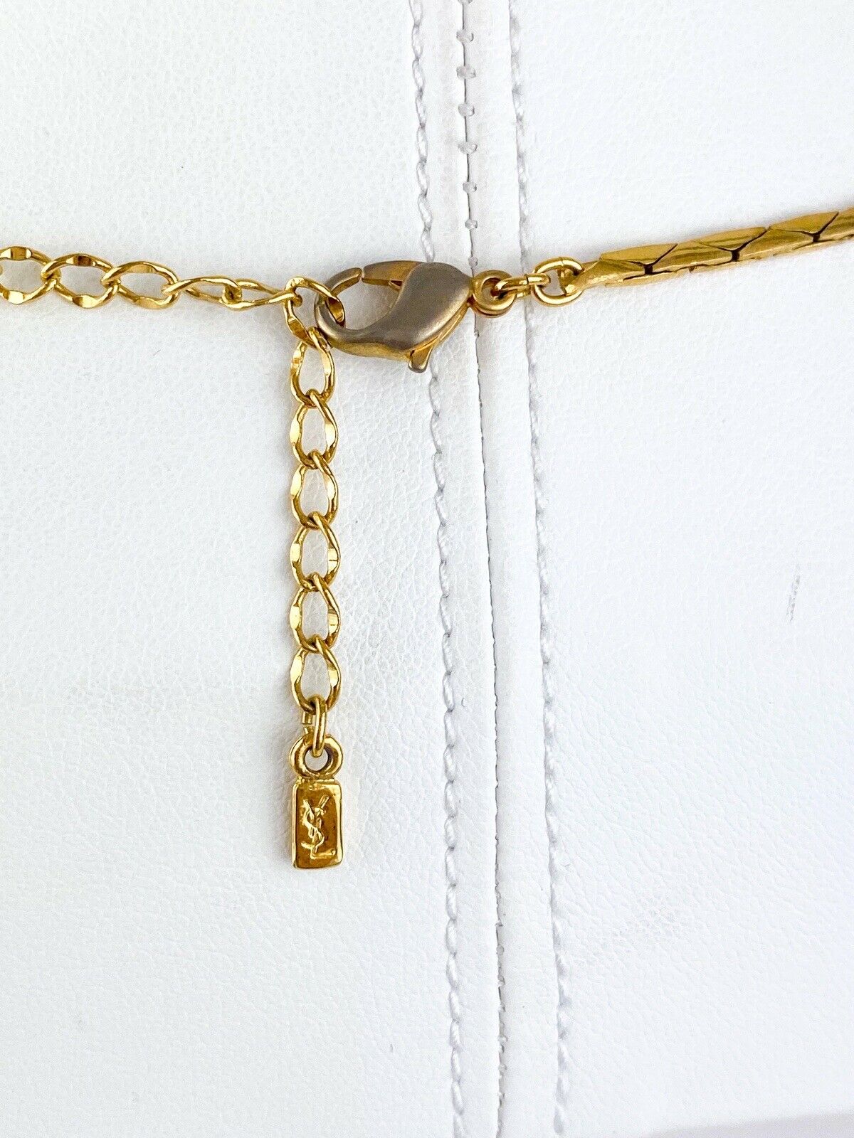 【SOLD OUT】YSL Yves Saint Laurent Vintage Gold Tone Dew Drop Choker Necklace Rhinestones
