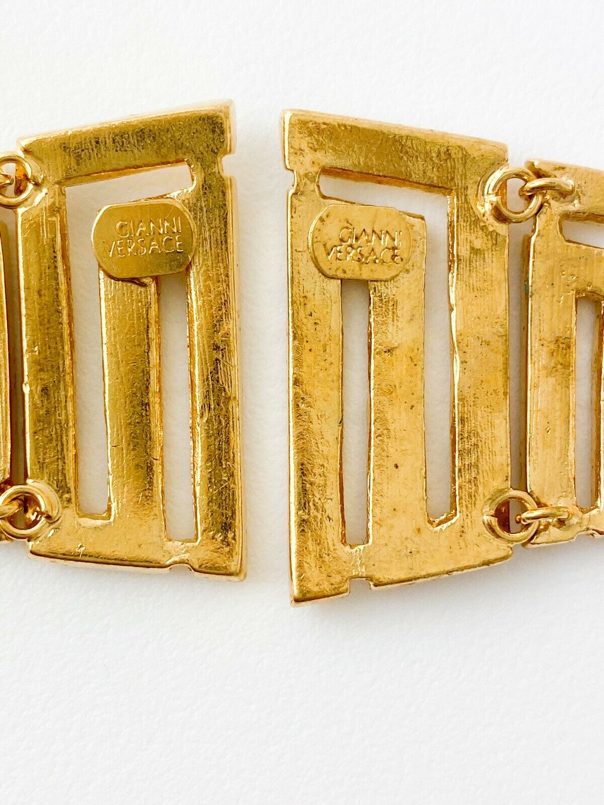 Vintage GIANNI VERSACE Earrings, Gold Tone Earrings, Vintage Rhinestone, Massive Logo, Vintage Jewelry, Earrings Drop Gold, Gift for her