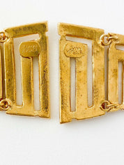 Vintage GIANNI VERSACE Earrings, Gold Tone Earrings, Vintage Rhinestone, Massive Logo, Vintage Jewelry, Earrings Drop Gold, Gift for her