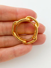 【SOLD OUT】Hermes Vintage Gold Tone Ragate Chain Scarf Ring Elegant