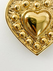 YSL Yves Saint Laurent Vintage Gold Tone Heart Pendant Brooch Pin