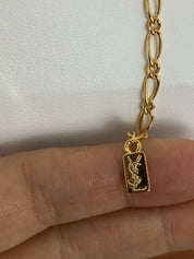 【SOLD OUT】YSL Yves Saint Laurent Vintage Gold Tone Heart Necklace Rhinestone