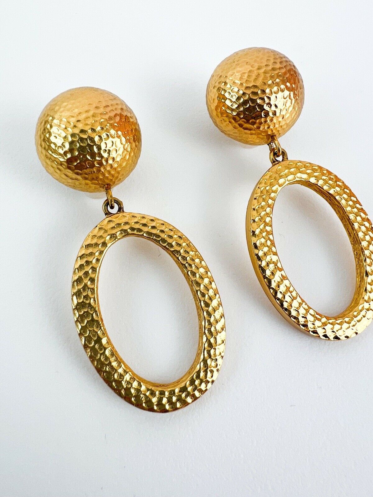 【SOLD OUT】Christian Dior Germany Vintage Clip on Hoop Earrings Dangle Drop Gold Tone