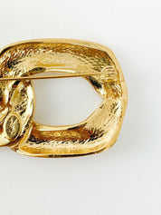 【SOLD OUT】YSL Yves Saint Laurent Vintage Gold Tone Brooch Pin Gold Tone Brooch Pin Openwork Link