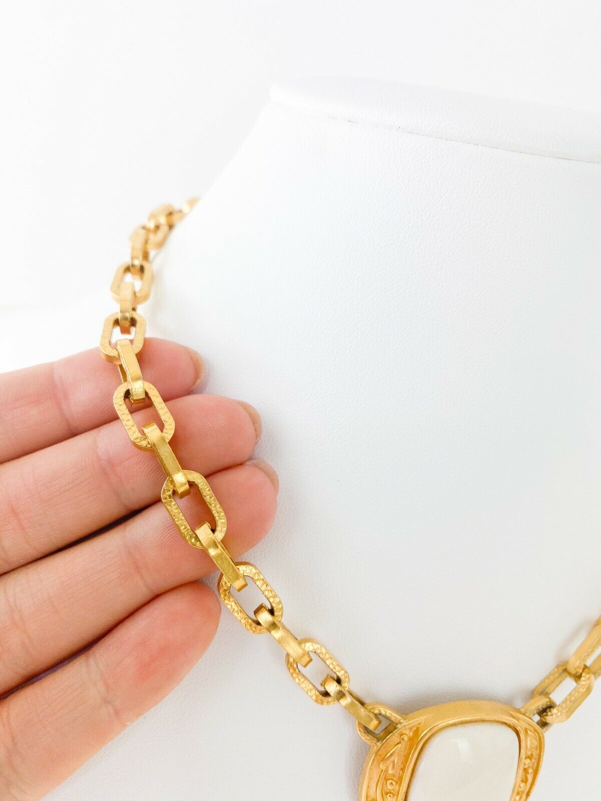 YSL Yves Saint Laurent Vintage Chain Necklace White Gripoix