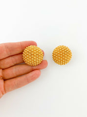 YSL Yves Saint Laurent Vintage Gold Tone Round Earrings Beautiful