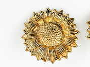 KENZO Paris Vintage Sunflower Clip-on Earrings Gold Tone Beautiful
