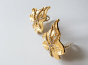 【SOLD OUT】Jacques Fath Gold Tone Leaf Earrings Made in France Vintage