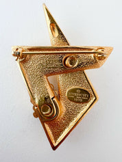 Givenchy Vintage Gold Tone Brooch Pin Rhinestones Elegant