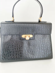 Valentino Garavani Black Top Handle Leather Bag Black Vintage