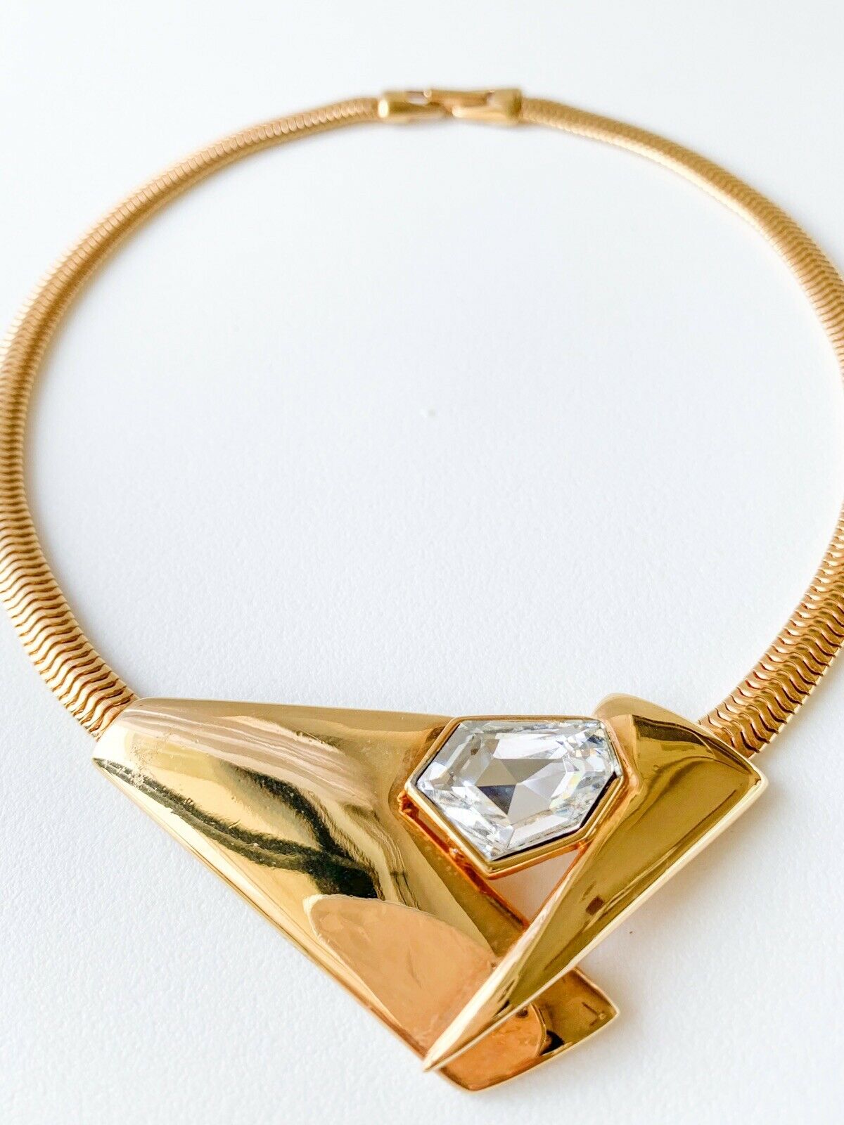 P&M Paris Massive Rhinestones Gold Tone Choker Necklace Vintage