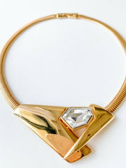 P&M Paris Massive Rhinestones Gold Tone Choker Necklace Vintage