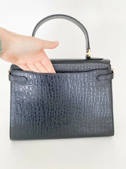 Valentino Garavani Black Top Handle Leather Bag Black Vintage