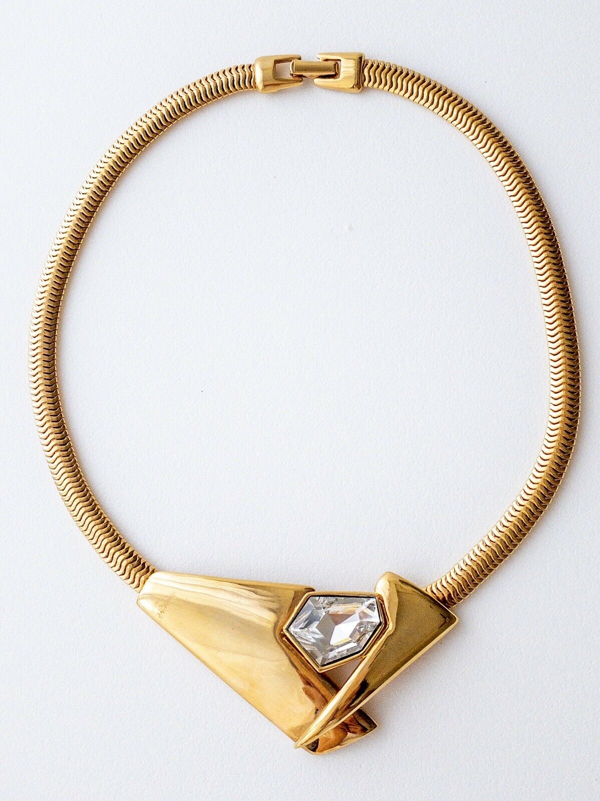 P&M Paris Massive Rhinestones Gold Tone Choker Necklace Vintage