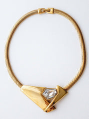 P&M Paris Massive Rhinestones Gold Tone Choker Necklace Vintage