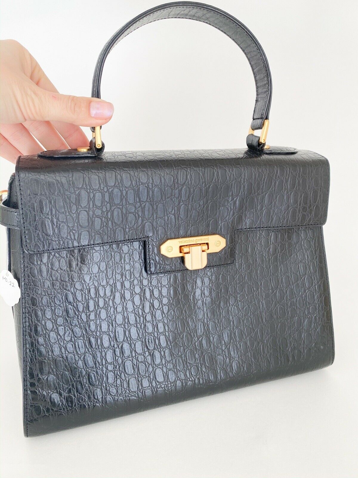 Valentino Garavani Black Top Handle Leather Bag Black Vintage