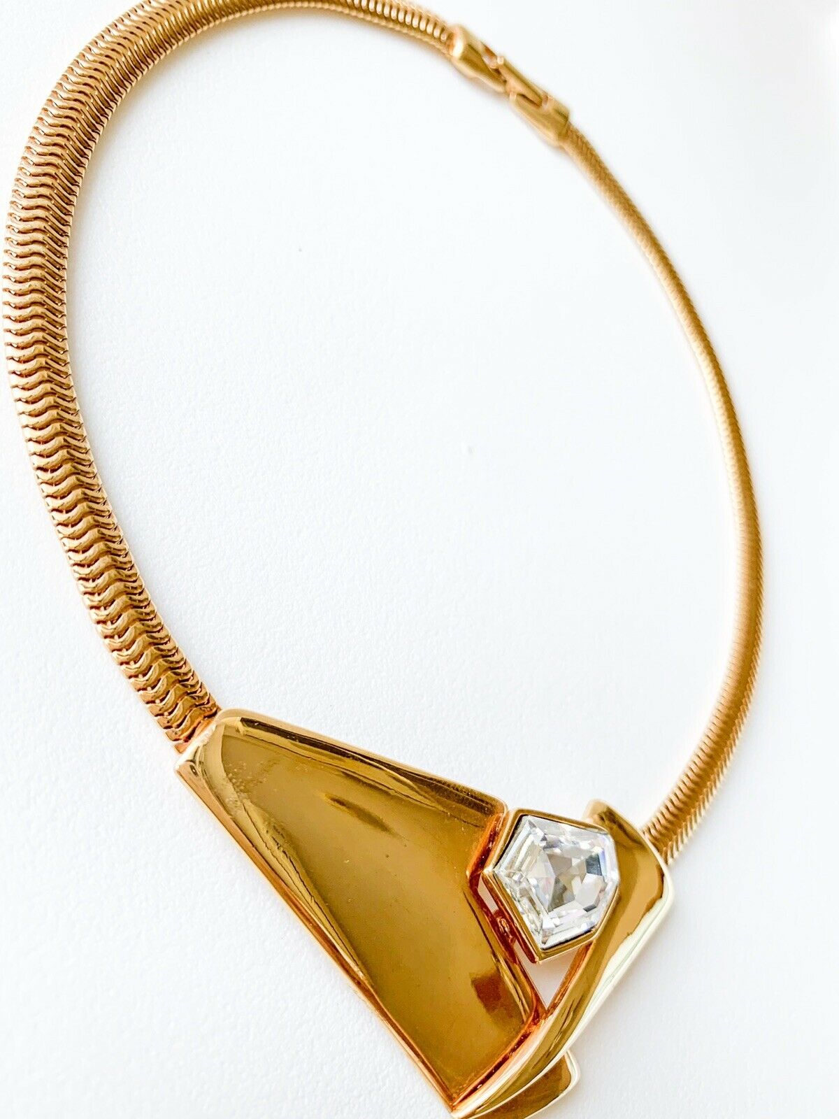 P&M Paris Massive Rhinestones Gold Tone Choker Necklace Vintage