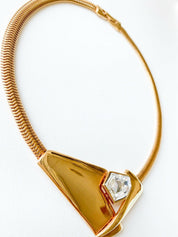 P&M Paris Massive Rhinestones Gold Tone Choker Necklace Vintage