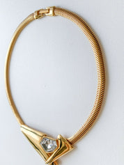 P&M Paris Massive Rhinestones Gold Tone Choker Necklace Vintage