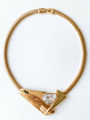 P&M Paris Massive Rhinestones Gold Tone Choker Necklace Vintage