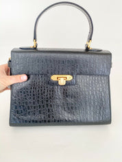 Valentino Garavani Black Top Handle Leather Bag Black Vintage
