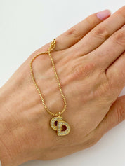 Christian Dior Vintage Gold Tone CD Logo Bracelet Rhinestones