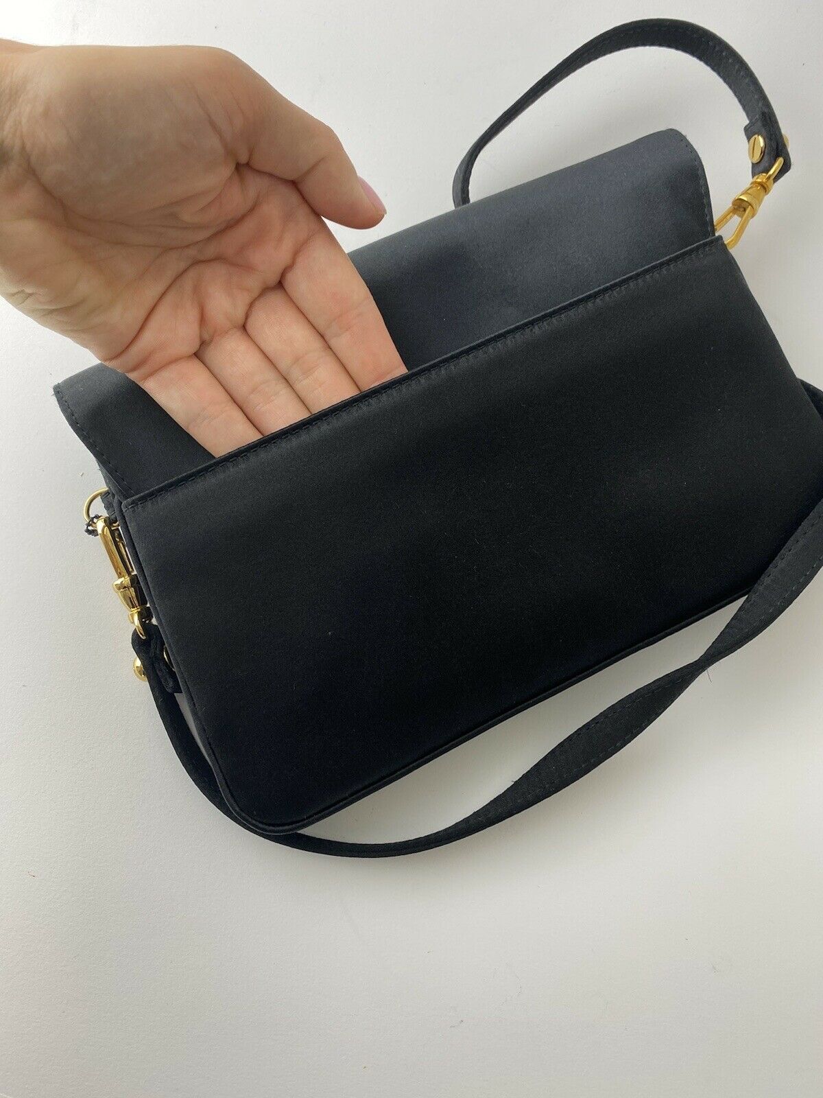 Christian Lacroix New Very Rare Black Satin Shoulder Bag Clutch Bag Handbag Made in Italy