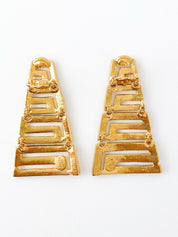 Vintage GIANNI VERSACE Earrings, Gold Tone Earrings, Vintage Rhinestone, Massive Logo, Vintage Jewelry, Earrings Drop Gold, Gift for her