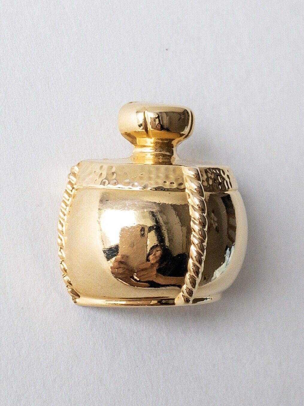 YSL Yves Saint Laurent Perfume Bottle Gold Tone Brooch Pin Vintage