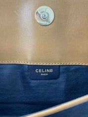 CELINE Vintage Leather Clutch Bag Logo Made in Italy Black Brown
