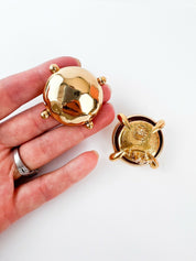 1980`s Yves Saint Laurent Large Earrings Round Made in France, YSL Vintage Clip-on earrings