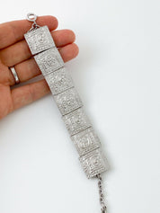 Karl Lagerfeld Vintage Silver Tone Bracelet Postcard KL logo