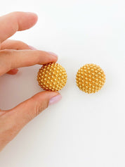 YSL Yves Saint Laurent Vintage Gold Tone Round Earrings Beautiful