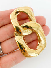 【SOLD OUT】YSL Yves Saint Laurent Vintage Gold Tone Brooch Pin Gold Tone Brooch Pin Openwork Link