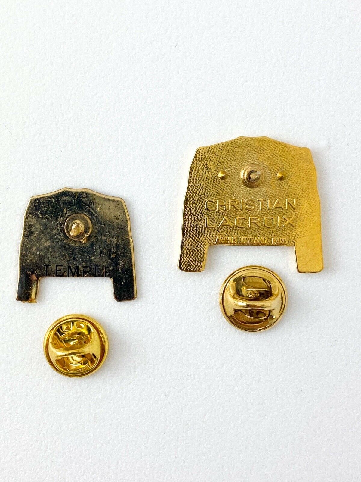 Christian Lacroix Vintage Gold Tone Brooch Pin Clothe Black