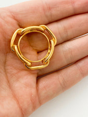 【SOLD OUT】Hermes Vintage Gold Tone Ragate Chain Scarf Ring Elegant