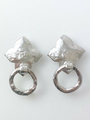 【SOLD OUT】YSL Yves Saint Laurent Vintage Silver Tone Earrings Clover Hoop