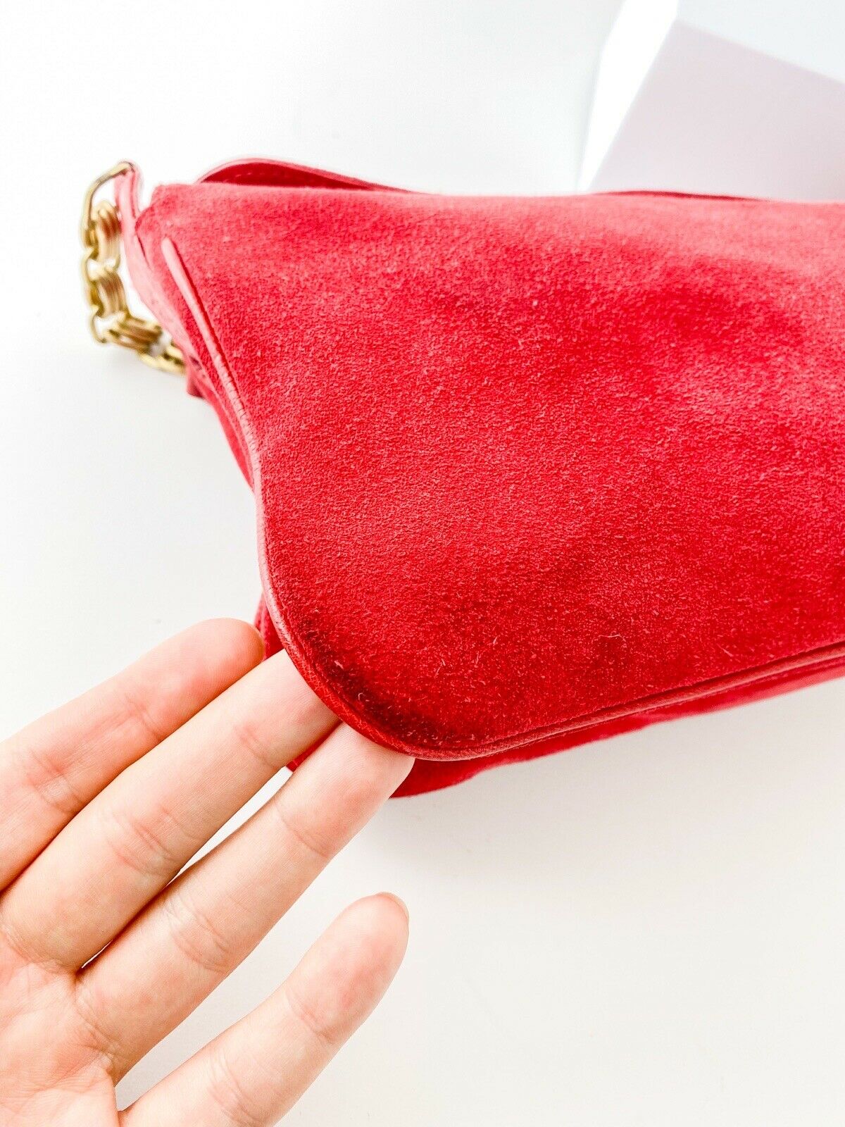 【SOLD OUT】NINA RICCI Red Suede Leather Shoulder Bag Handbag Made in Italy