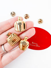 Christian Dior Gold Tone Mini Brooch Pin Sets Perfumes Bottles