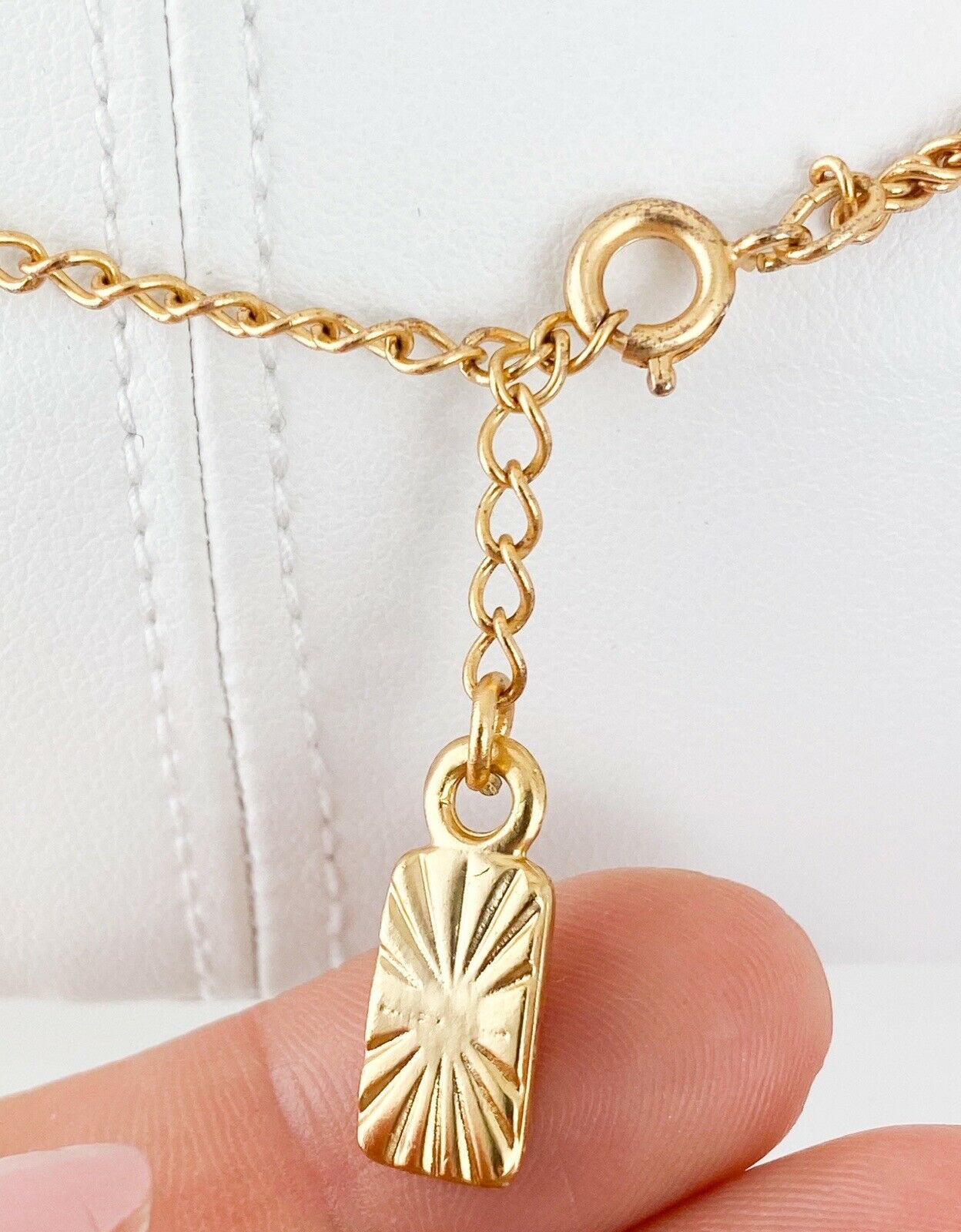 YSL Yves Saint Laurent Vintage Gold Tone Bow Ribbon Necklace Rhinestone