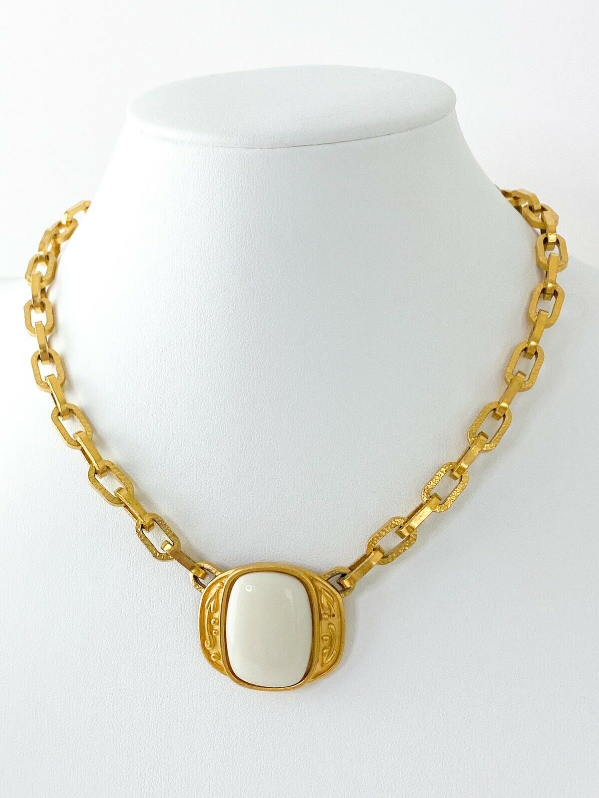 YSL Yves Saint Laurent Vintage Chain Necklace White Gripoix