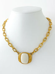 YSL Yves Saint Laurent Vintage Chain Necklace White Gripoix