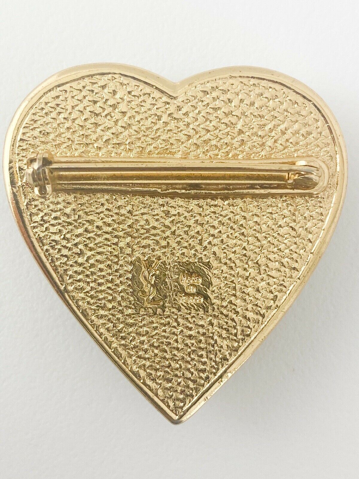 YSL Yves Saint Laurent Vintage Heart Brooch Pin Purple