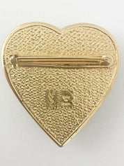 YSL Yves Saint Laurent Vintage Heart Brooch Pin Purple