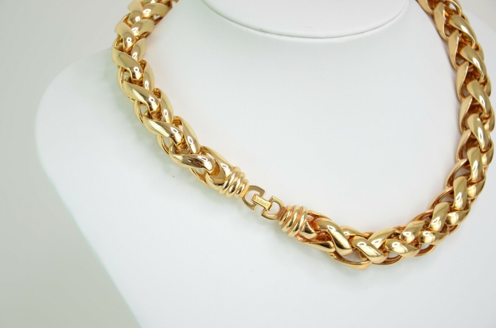 Christian Dior Gold Tone Chain Choker Necklace Bracelet Gorgeous Sets Vintage