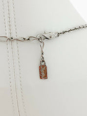 【SOLD OUT】YSL Yves Saint Laurent Vintage Silver Tone Star ETE Necklace Rhinestone