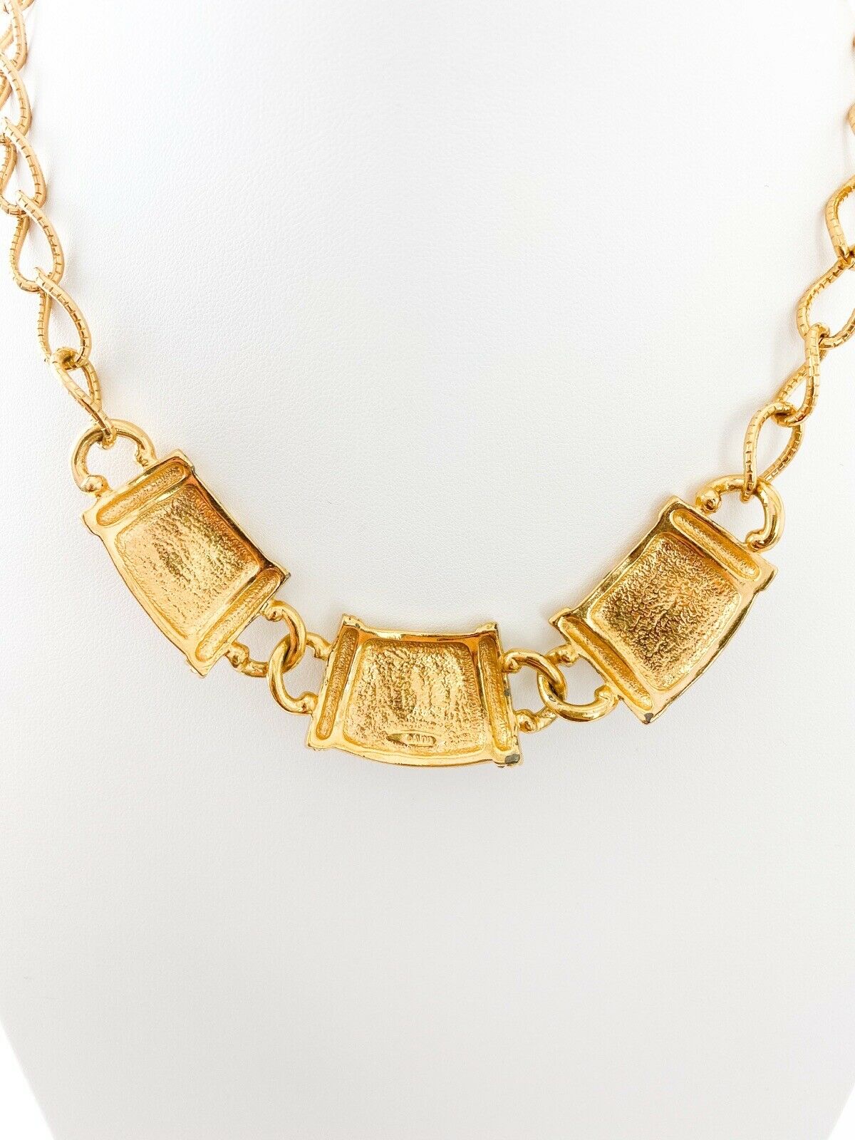 Avon Vintage Gold Tone Chain Necklace Multi-color Cabochon Charm