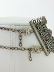 CHANEL Silver Tone Metallic Massive Choker Collar Necklace Beads Made in France
